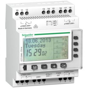 Cct15940 Schneider - Horloge Modulaire Annuelle - 24h/7jours/ann&eacute;e - 4 Canaux - Acti9 Ita
