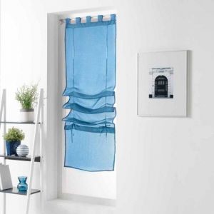 Store - Voilage Sable - Rayures Indigo - 45x180 cm - Passants - Int&eacute;rieur