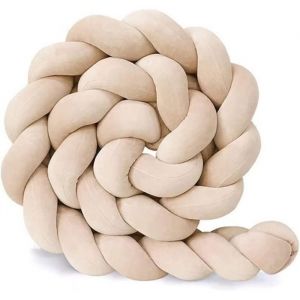 3M Tour de lit coussin Serpent Coussin Tressé pare-chocs Velours Tour de Canapé Souple 100% Fait à Main (Beige)