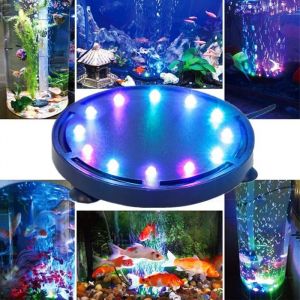 12LED Aquarium Sous-Marine Bulle Lumière Multicolore Aquarium Air Pierre Disque Lampe Bulle Colorée  à Bulle d’Air 125 cm