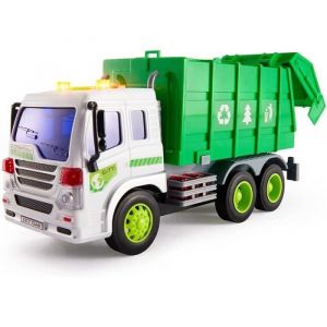 Camion Poubelle Voiture Jouet Enfant avec 4 Effets Sonore et Lumineux Gros Camion de Poubelle Benne Cadeau pour Garçon Fille 3 4 5 6