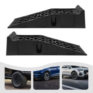 Lot de 2 rampes de levage et de charge antid&eacute;rapantes 7T pour voiture - En plastique- Stabilisateur de pneu de voiture antid&eacute;rapant