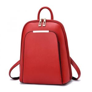 Sac à dos en cuir - FUNMOON - Grande capacité - Rouge - 26x13x32 cm - Femme