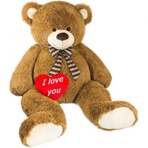 BRUBAKER Peluche g&eacute;ante XXL - Ours / Nounours - 15 m - Brun - C&oelig;ur en Peluche I Love You inclus