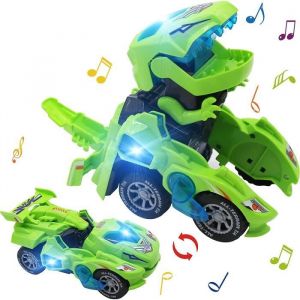 Voiture Dinosaure Jouet pour Enfant Dinosaure Transformers avec avec Lumières et Musique Cadeau pour Garçon Fille 3 à 10 Ans