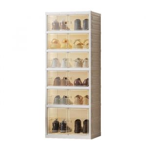 Sevencomfort Meuble Chaussure 6xEtagere Chaussure pour 12 Paires de Chaussures avec porte magn&eacute;tique 45 x 35 x 1168 cm Beige