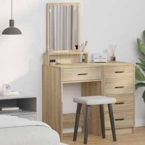 Moderne Coiffeuse Table de chambre avec tiroirs en chêne Sonoma 50x41x140 cm @FR(589037)