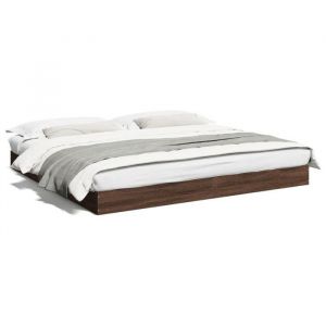 Cadre de lit - 2 personnes - chêne marron - 180x200 cm - bois dingénierie LL283410