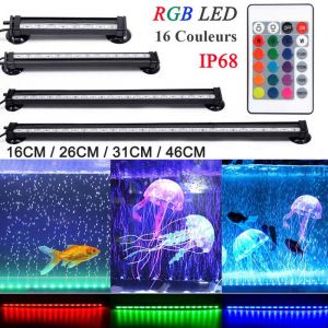 LED Eclairage Aquarium - 26CM - Étanche Lampe Tube Dimmable avec Télécommande 5050 RGB Fish Tank Lumière - pour Plante Poisson
