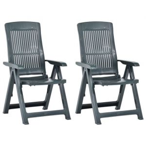 Lot de 2 Chaises inclinables de jardin-Fauteuils de Jardin-Chaise dext&eacute;rieur Plastique Vert SHL46044