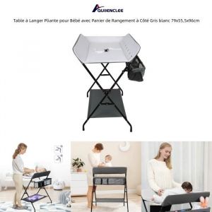 Table à Langer Pliante pour Bébé - QUIIENCLEE - Gris blanc - 79x555x96cm - Style basique