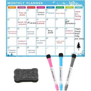 Planificateur de Tableau Magnétique Tableau Semainier Frigo Effaçable Planning Semaine Magnetique avec 3 Marqueurs 29.7 * 42cm