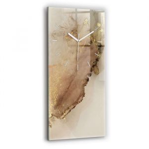 Decortapis Horloge murale en verre Horloge Rectangulaire 30x60cm Art moderne beige