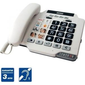 Téléphone fixe senior Geemarc Photophone 100 - grosses touches photos mémoire sonnerie et flash