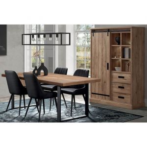 CEDRA - Ensemble Industriel Argentier + Table 230cm Pi&egrave;tement U