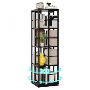 Biblioth&egrave;que，&Eacute;tag&egrave;re Tournante Haute Arched 4 &Eacute;tag&egrave;res Meuble de Rangement 360&deg; pour Salon Bureau Chambre 54 Haut Noir
