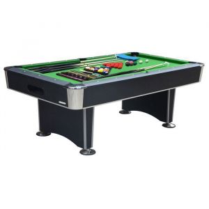 DEVESSPORT Billard Atlanta Deluxe Semi-Pro Noir/Argent. Retour Boules Auto. 7 Pieds. Kit Accessoires Ultra-Complet!