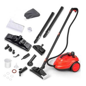 Nettoyeur Vapeur Haute Pression -RELAX4LIFE- 2000W - 18L R&eacute;servoir dEau - 15 Accessoires Polyvalents - Balai Vapeur 5 Bars -Rouge