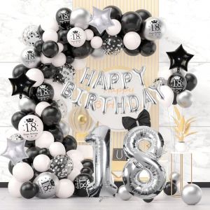 Deco Anniversaire 18 Ans Anniversaire 18 Ans Noir Argent Blanc 18 Ans Ballon Decoration Anniversaire 18 Ans Garçon Fille Avec