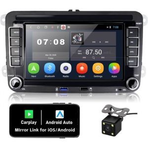 Autoradio Android - PRUMYA - Double Din - Écran Tactile 7 Pouces - CarPlay et Android Auto - Bluetooth GPS