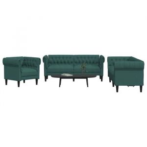 vidaXL Ensemble de canapés 3 pcs vert foncé tissu canapé siège de canapé canapé relax canapé confort fauteuil de 3209195
