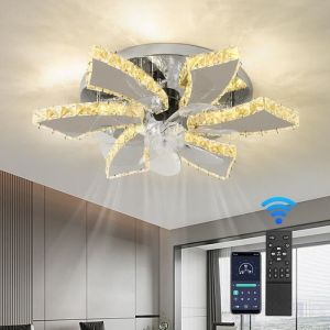 Ventilateur de plafond - LED - 30W - 7 lames - 6 niveaux - Télécommande - Argent