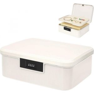 Bo&icirc;te &agrave; pharmacie verrouillable avec cadenas &agrave; combinaison - 2 compartiments bo&icirc;te de rangement pour objets de valeur blanche 26