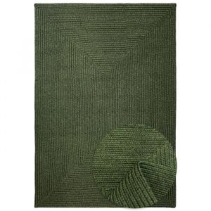 Tapis Reversible Int&eacute;rieur et Ext&eacute;rieur - TESSO LIVING - Style Boho Jute Sisal - Vert - 200x300 cm