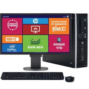 ordinateur de bureau HP elite 8200 pentium intel dual core 4 go ram 1 to disque durpc reconditionné avec écran 22 poucesw7