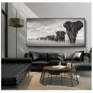 &Eacute;l&eacute;phants Africains Toile Peinture Affiche Decoration Murale Animaux Africains Tableau Art Aesthetic Art sans Cadre 40X80CM