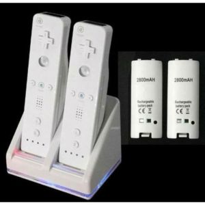 Batteries Manette Wii avec double Chargeur haute capacit&eacute; 2800mAh