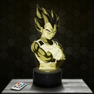 Lampe 3D - Vegeta DBZ - Jouet Figurine Cadeau Dragon Ball Z - Veilleuse Led Tactile avec socle au choix