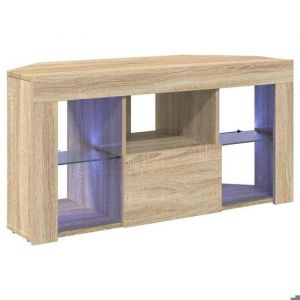 Meuble TV dangle LED - vidaxl - Ch&ecirc;ne sonoma - 102x40x50 cm - Bois ding&eacute;nierie - 4 &eacute;tag&egrave;res - Montage mural