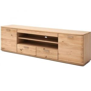 Meuble TV en ch&ecirc;ne poutre bianco huil&eacute; - Longueur 200 x Hauteur 58 x Profondeur 44 cm