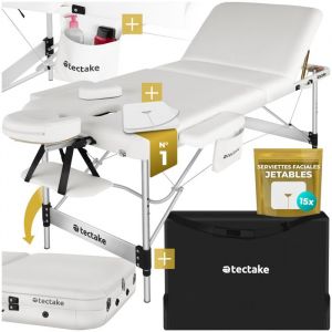 Table de massage - TECTAKE - Table de soin pliante 3 zones réglable en hauteur 78 cm de largeur - Blanc