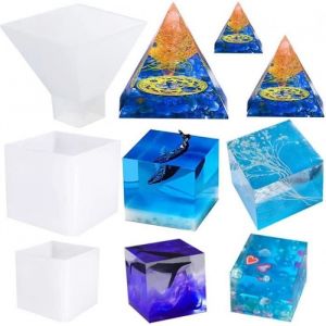 Moule en résine époxy pyramide et cubes - HAOPYOU - pour fabrication de bijoux et objets en résine
