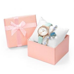 Coffret montre fille avec bracelet fille 2022 Chat mignon etanche Cadeau pour enfants bleu clair
