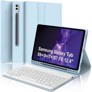 Clavier Samsung Tab S9 Plus avec &eacute;tui pour S8+/S7+/ S7FE 124 coque Samsung Galaxy Tab S9 Plus avec clavier tablette clavier
