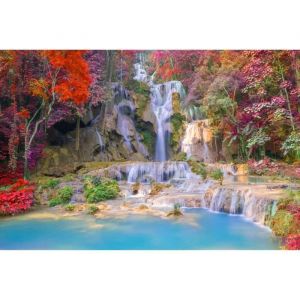 Papier Peint Photo INTISS&Eacute;-(205240)-CASCADE DAUTOMNE-300x223cm-6 l&eacute;s-Mural Poster G&eacute;ant XXL-For&ecirc;t-Nature-Ocean-Paysage-Plage-Soleil