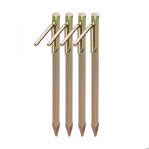 Relaxdays Piquets de fixation sol XL lot de 4 acier galvanisé sardines tente bâche tonnelle 305 cm de haut doré