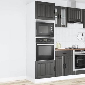 SOLOMOON@ Colonne cuisine - Armoires de four 2 pcs Kalmar noir bois ding&eacute;nierie FR 595