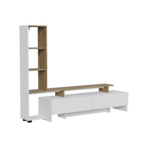 Meuble TV Tavora 168.2x120cm avec 2 tiroirs blanc/ch&ecirc;ne Vicco