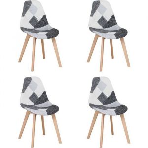 BenyLed Ensemble de 4 Chaises de Salle à Manger Chaises Patchwork avec Pieds en Bois Chaise Scandinave Style Noir