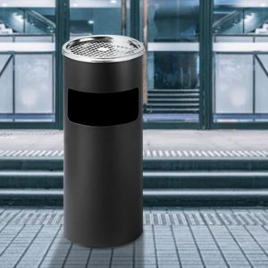Cendrier Extérieur Intérieur Poubelle Cylindrique en acier inoxydable 25*25*60cm
