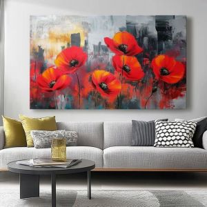 Impression sur Toile Decoration Murale Peinture 120x50cm Tableaux Décoratif Muraux Décoration Chambre Fleurs abstraites sans cadre