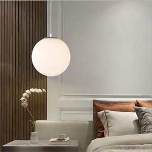 WOTTES LED Moderne Lustre Suspension Lampe Verre en forme de boule Luminaire Suspension Boule Verre Vec Du M&eacute;tal (30CM1PCS)