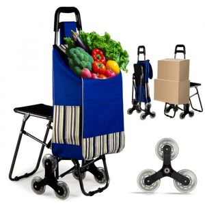 Chariot de Courses &agrave; roulettes Pliable 2 Roues Grand Compartiment Principal Caddie Cabas Roulette March&eacute; Pique Nique