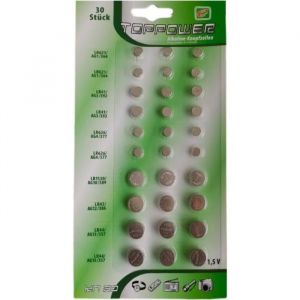 Lot de 30 Piles bouton plates Alkaline 15V compatibles AG1-AG3-AG4-AG10-AG12-AG13 - Yuan Yuan