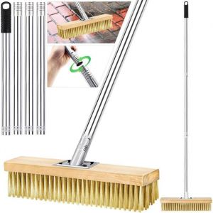 Balai Brosse Metallique avec Manche 150cmBrosse &agrave; Balai M&eacute;talliquepour Enlever Les Mauvaises HerbesMousse et Taches