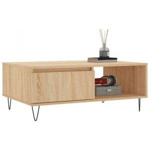 Table basse - Plusieurs Niveaux - ch&ecirc;ne sonoma 90x60x35 cm - Bois ding&eacute;nierie - Salon Moderne(37247) ZLH